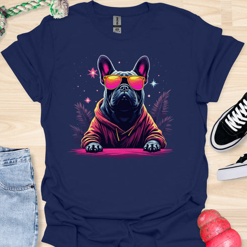 Retro Frenchie with Sunglasses - V3 - Retro Three T-Shirt